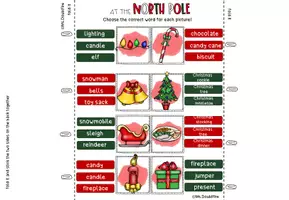 Vorschau - Arbeitsblätter - Christmas: Klammerkarten North Pole | Wortschatz - Seite 2