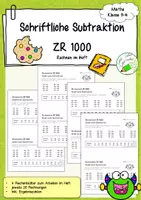 Vorschau - Arbeitsblätter - Schriftliche Subtraktion - ZR 1000 - Aufgaben fürs Heft - Deckblatt