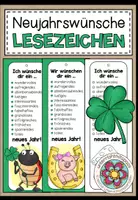 Vorschau - Mal- und Bastelvorlagen - Neujahr und Silvester – kleine Geschenke und Neujahrsgrüße | Lesezeichen in 3 Versionen - Deckblatt