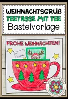 Vorschau - Mal- und Bastelvorlagen - Teetasse - Weihnachtsgruß (Bastelvorlage) - Deckblatt