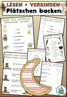 Vorschau - Arbeitsblätter - Lesen und verbinden "Plätzchen backen" Weihnachten / Advent - DaZ / DaF / Deutsch - Deckblatt