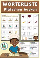 Vorschau - Arbeitsblätter - Wörterliste mit Wörtertabelle "Plätzchen backen" Weihnachten / Advent - DaZ / DaF /Deutsch - Deckblatt