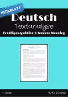 Vorschau - Merkblätter - Erzähperspektive und innere / äußere Handlung - Deckblatt