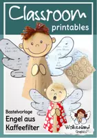 Vorschau - Mal- und Bastelvorlagen - Engel aus Kaffeefilter basteln Weihnachten Advent - Deckblatt