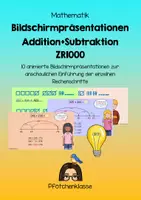 Vorschau - Präsentationen/Tafelbilder - 10 Bildschirmpräsentationen Erarbeitung Addition + Subtraktion ZR1000 - Deckblatt