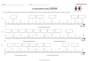 Vista previa - Hojas de trabajo - La recta numérica hasta 1 000 000 / un millón - hojas de trabajo - página 1