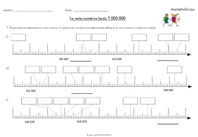 Vista previa - Hojas de trabajo - La recta numérica hasta 1 000 000 / un millón - hojas de trabajo - página 2