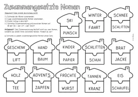 Vorschau - Arbeitsblätter - Zusammengesetzte Nomen (Lebkuchenhäuser) - Seite 1