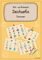 Vorschau - Mal- und Bastelvorlagen - Mal- und Ratespiel Zeichnefix Sommer - Deckblatt
