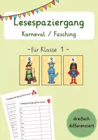 Vorschau - Arbeitsblätter - Lesespaziergang für die erste Klasse - Karneval / Fasching - Deckblatt