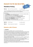 Vorschau - Merkblätter - !! NEU !! DTB B2 - Mündliche Prüfung, Teil 1, 2, 3 / Präsentation - Deckblatt