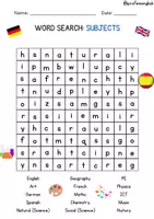 Vista previa - Hojas de trabajo - Subjects wordsearch! - página 1
