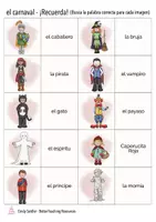 Vista previa - Juegos / Gamificación - el carnaval juego de memoria para la primaria Español - página 1