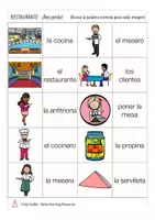 Vista previa - Juegos / Gamificación - en el restaurante - juego de memoria Español - página 1