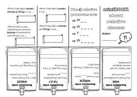 Vorschau - Mal- und Bastelvorlagen - Minibook Relativsätze / Relative clauses (who/which/that/whose) - Deckblatt