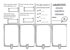 Vorschau - Mal- und Bastelvorlagen - Minibook Relativsätze / Relative clauses (who/which/that/whose) - Seite 1
