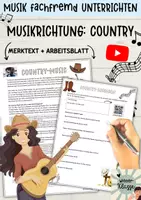 Vorschau - Arbeitsblätter - Musikrichtung "Country Musik" - Arbeitsblatt / Musik fachfremd unterrichten - Deckblatt
