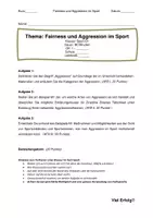 Vorschau - Klassenarbeiten - KLAUSUR Aggression und Fairness im Sport Aggressionstheorie - Seite 1