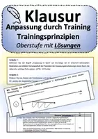 Vorschau - Klassenarbeiten - KLAUSUR Anpassung durch Training, Trainingsprinzipien - Deckblatt