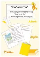 Vorschau - Arbeitsblätter - ähnlich/ gleich klingende Wörter - "ihn" oder "in" - Deckblatt