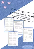 Vorschau - Arbeitsblätter - Test schriftliche Addition ZR 1 000 000 (veränderbare Datei) + Klecksaufgaben + Lösungen - Deckblatt