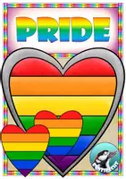 Vorschau - Stationenlernen - Pride - Regenbogen : Unterschiedliche Herzvorlagen - Deckblatt