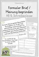 Vorschau - Arbeitsblätter - formaler Brief / Meinungen begründen (ABs, Checkliste & Schreibanlässe) - Deckblatt