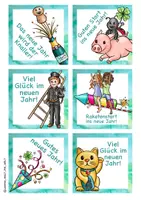Vorschau - Spiele - Feriengruß-Kärtchen "Neujahrswünsche" / Silvester - Seite 1