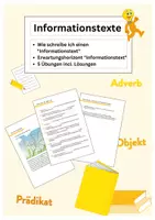 Vorschau - Arbeitsblätter - Informationstexte schreiben - Paket - 5 Übungen incl. Lösungen - Deckblatt