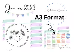 Vorschau - Poster - A4 + A3 - Januar 2023 & Geburtstagskalender #edukilights22 - Seite 1