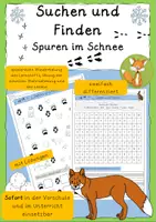 Vorschau - Arbeitsblätter - Suchen und Finden-Spuren im Schnee Vorschule/Klasse 1 - Deckblatt