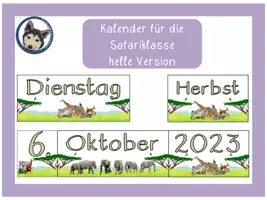 Vorschau - Präsentationen/Tafelbilder - Tafelkalender #Safariklasse hell - Deckblatt