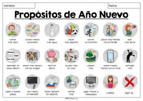 Vorschau - Arbeitsblätter - Propósitos de Año Nuevo - Übersicht (Neujahrsvorsätze) - Seite 1