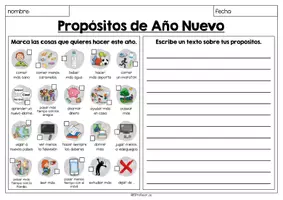 Vorschau - Arbeitsblätter - Propósitos de Año Nuevo - Schreibaufgabe (Neujahrsvorsätze) - Seite 1