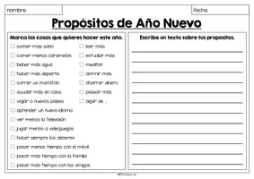 Vorschau - Arbeitsblätter - Propósitos de Año Nuevo - Schreibaufgabe (Neujahrsvorsätze) - Seite 2