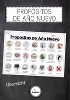 Vorschau - Arbeitsblätter - Propósitos de Año Nuevo - Übersicht (Neujahrsvorsätze) - Deckblatt