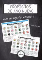 Vorschau - Arbeitsblätter - Propósitos de Año Nuevo - Zuordnungs-AB (Neujahrsvorsätze) - Deckblatt