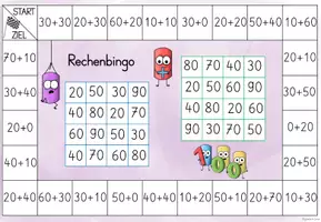 Vorschau - Spiele - Würfelspiel Rechenbingo Zahlenraum 100 mit Zehnerzahlen - Seite 2