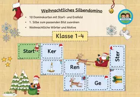 Vorschau - Spiele - Weihnachtliches Silbendomino (Klasse 1) - Seite 1
