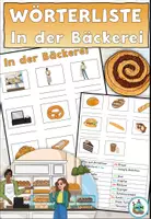 Vorschau - Arbeitsblätter - Wörterliste mit Wörtertabelle "In der Bäckerei" Thema Einkaufen - DaZ / DaF - Deckblatt