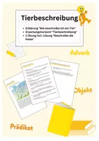Vorschau - Arbeitsblätter - Tierbeschreibung - Erklärung, Erwartungshorizont, 1 Übung incl. Lösung "Beschreibe die Katze" - Deckblatt