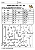 Vorschau - Arbeitsblätter - Rechenlabyrinthe - Rechne und finde den Weg, ZR100 (ZE +/- E ohne Übergang) - Seite 1