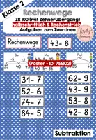 Vorschau - Poster - ZR 100 - Rechenwege Subtraktion - Zehnerübergang - Aufgaben zuordnen - Deckblatt