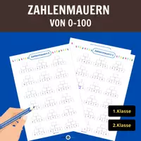 Vorschau - Arbeitsblätter - Zahlenmauern von 0-100 ideal für Kinder ab 5 Jahren - Deckblatt