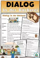 Aperçu - Feuilles d'exercices - Dialogue "A la boulangerie" Thème achats - Allemand - Page de couverture