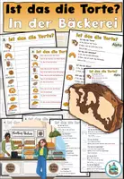 Vorschau - Arbeitsblätter - Übung "Ist das die Torte?" Thema Einkaufen / In der Bäckerei - 2-fach Differenzierung DaZ / DaF - Deckblatt