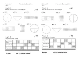 Vorschau - Test - Test Prozentanteile, Dezimalzahlen (A und B) - Deckblatt