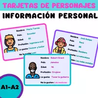 Vista previa - Tarjetas / Manipulativos - TARJETAS DE PERSONAJES INFORMACIÓN PERSONAL. A1-A2 ELE - Portada