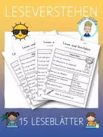 Vorschau - Unterrichtsreihen - Sätze lesen und verstehen | 15 sommerliche Leseverstehen (Kleinbuchstaben) - Deckblatt