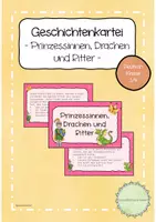 Vorschau - Aufgabenkarten - Geschichtenkartei "Prinzessinen, Drachen und Ritter" (10 Schreibideen) - Deckblatt